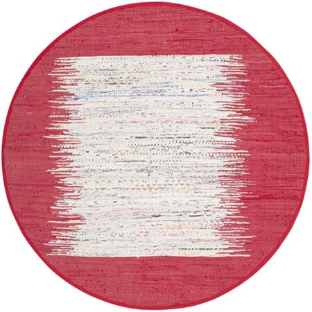 Safavieh Montauk Hand Woven Round Rug- Ivory - Red- 6 x 6 ft. MTK711B-6R